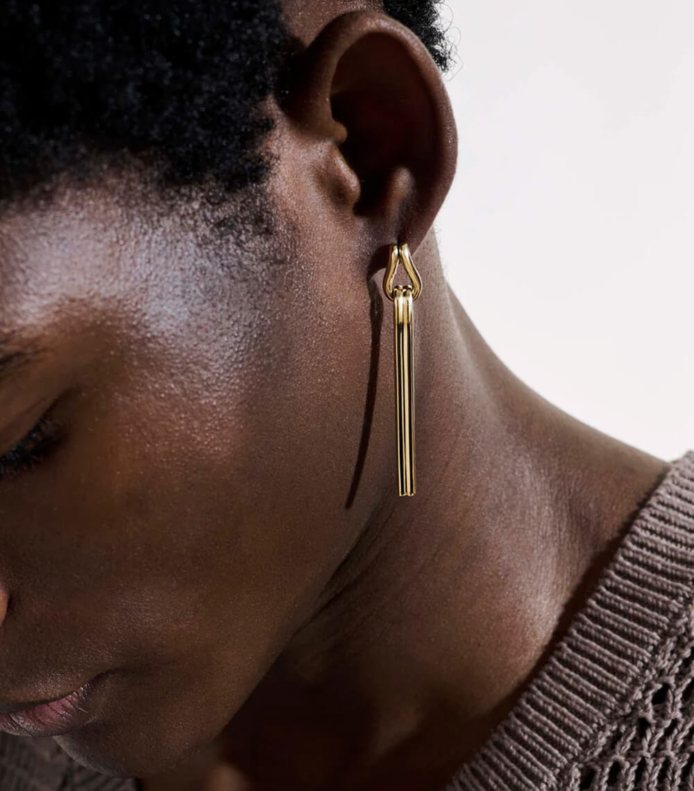 Surf Drop Earring, Gold - Image 2