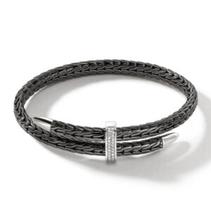 Spear Flex Cuff, Dark Silver, Diamonds