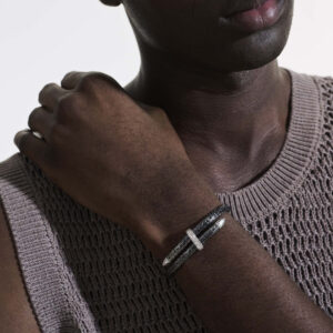 Spear Flex Cuff, Dark Silver, Diamonds